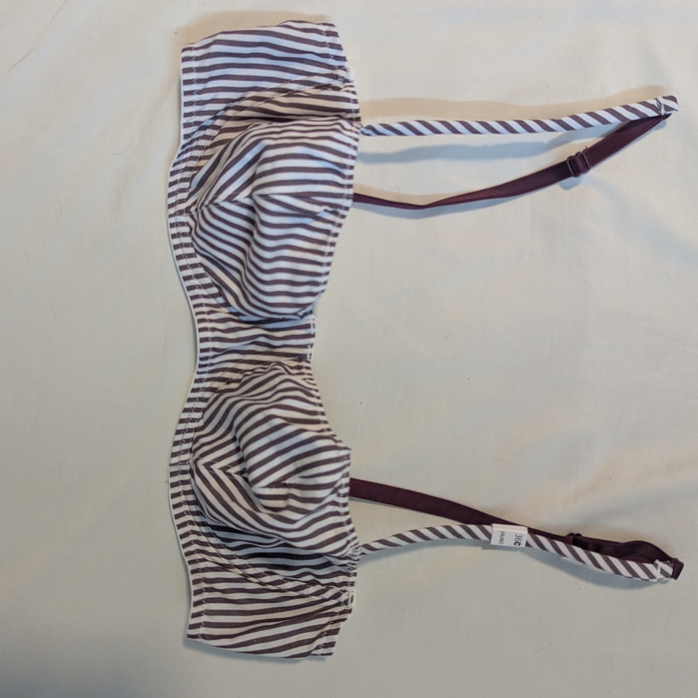 PINK Victoria's Secret Purple and White Striped Bikini Top